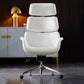 Contemporary Leather Managers Chair Height-adjustable Swivel Chair for Office Off-White Genuine Leather 1 Piece Clearhalo 'furn' 'furn_office_chair' 'Furniture' 'Office Chairs' 'Office Furniture' 'office_chair' 6913434