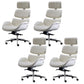 Contemporary Leather Managers Chair Height-adjustable Swivel Chair for Office Off-White 4 Piece Set Clearhalo 'furn' 'furn_office_chair' 'Furniture' 'Office Chairs' 'Office Furniture' 'office_chair' 6913437