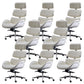 Contemporary Leather Managers Chair Height-adjustable Swivel Chair for Office Off-White 8 Piece Set Clearhalo 'furn' 'furn_office_chair' 'Furniture' 'Office Chairs' 'Office Furniture' 'office_chair' 6913441