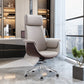 Modern Office Chair Leather Adjustable Seat Height Swivel Chair with Wheels Grey Genuine Leather 1 Piece Clearhalo 'furn' 'furn_office_chair' 'Furniture' 'Office Chairs' 'Office Furniture' 'office_chair' 6913473