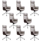 Modern Office Chair Leather Adjustable Seat Height Swivel Chair with Wheels Grey 8 Piece Set Clearhalo 'furn' 'furn_office_chair' 'Furniture' 'Office Chairs' 'Office Furniture' 'office_chair' 6913478