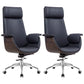 Modern Office Chair Leather Adjustable Seat Height Swivel Chair with Wheels Black 2 Piece Set Clearhalo 'furn' 'furn_office_chair' 'Furniture' 'Office Chairs' 'Office Furniture' 'office_chair' 6913481