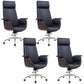 Modern Office Chair Leather Adjustable Seat Height Swivel Chair with Wheels Black 4 Piece Set Clearhalo 'furn' 'furn_office_chair' 'Furniture' 'Office Chairs' 'Office Furniture' 'office_chair' 6913484