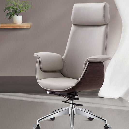 Modern Office Chair Leather Adjustable Seat Height Swivel Chair with Wheels Clearhalo 'furn' 'furn_office_chair' 'Furniture' 'Office Chairs' 'Office Furniture' 'office_chair' 6913485