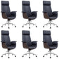 Modern Office Chair Leather Adjustable Seat Height Swivel Chair with Wheels Black 6 Piece Set Clearhalo 'furn' 'furn_office_chair' 'Furniture' 'Office Chairs' 'Office Furniture' 'office_chair' 6913486