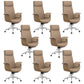 Modern Office Chair Leather Adjustable Seat Height Swivel Chair with Wheels Brown 8 Piece Set Clearhalo 'furn' 'furn_office_chair' 'Furniture' 'Office Chairs' 'Office Furniture' 'office_chair' 6913493