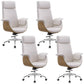 Modern Office Chair Leather Adjustable Seat Height Swivel Chair with Wheels White 4 Piece Set Clearhalo 'furn' 'furn_office_chair' 'Furniture' 'Office Chairs' 'Office Furniture' 'office_chair' 6913496