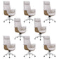Modern Office Chair Leather Adjustable Seat Height Swivel Chair with Wheels White 8 Piece Set Clearhalo 'furn' 'furn_office_chair' 'Furniture' 'Office Chairs' 'Office Furniture' 'office_chair' 6913498