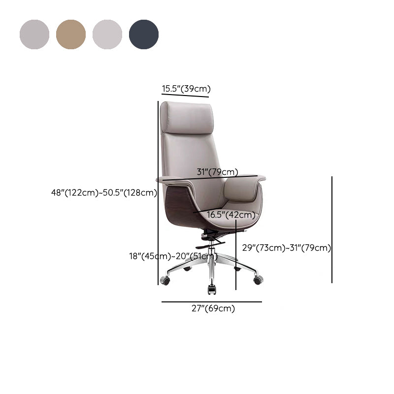 Modern Office Chair Leather Adjustable Seat Height Swivel Chair with Wheels Clearhalo 'furn' 'furn_office_chair' 'Furniture' 'Office Chairs' 'Office Furniture' 'office_chair' 6913499