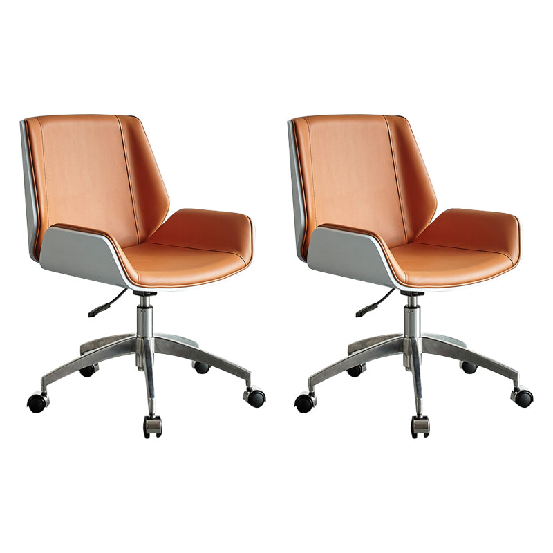 Chaise pivotante en cuir moderne chaise de bureau de hauteur de siège réglable sans bras avec roues