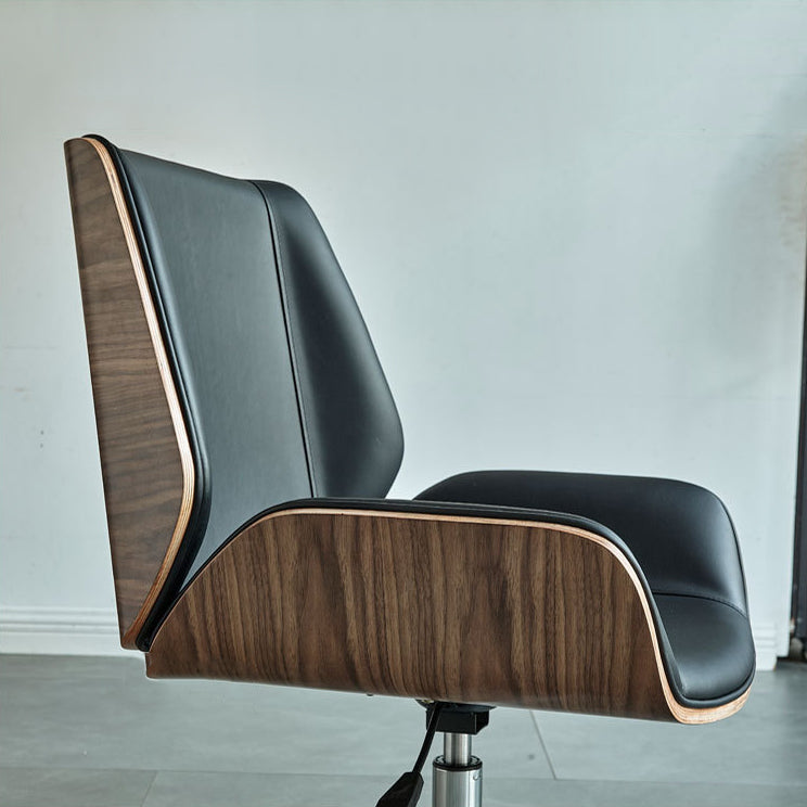 Chaise pivotante en cuir moderne chaise de bureau de hauteur de siège réglable sans bras avec roues