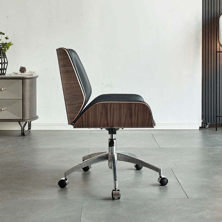 Chaise pivotante en cuir moderne chaise de bureau de hauteur de siège réglable sans bras avec roues