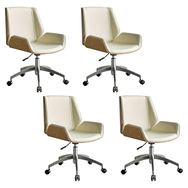 Chaise pivotante en cuir moderne chaise de bureau de hauteur de siège réglable sans bras avec roues