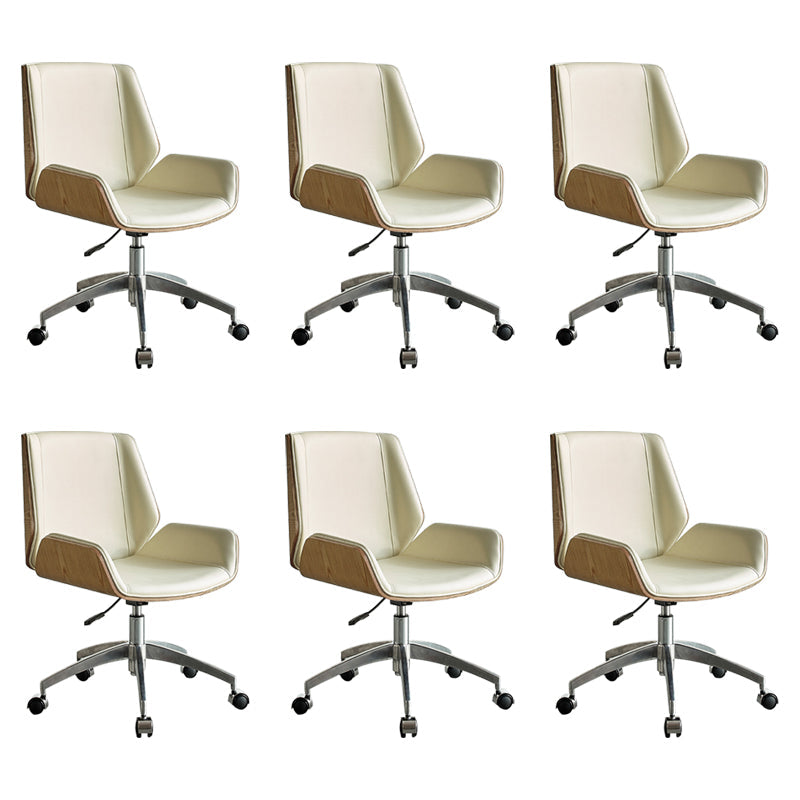 Chaise pivotante en cuir moderne chaise de bureau de hauteur de siège réglable sans bras avec roues