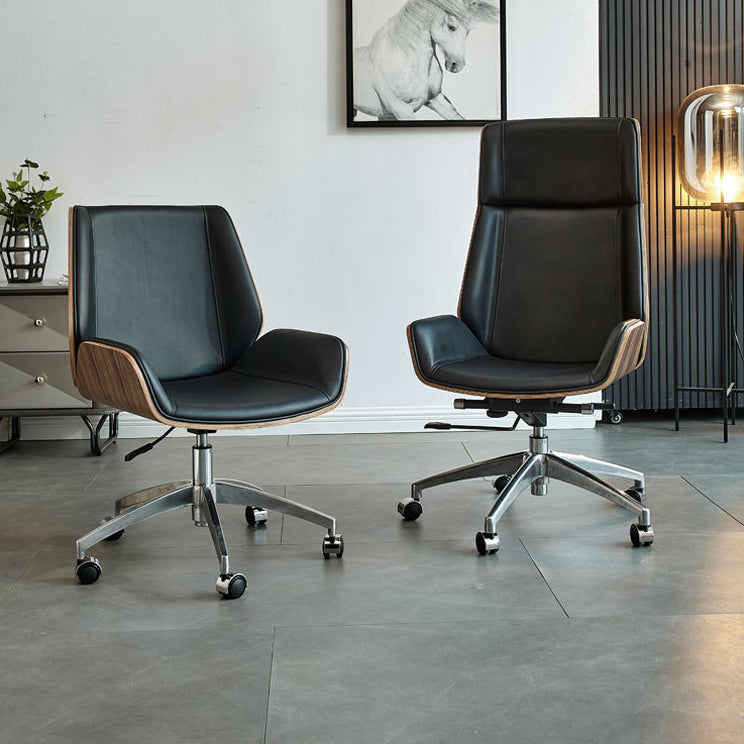 Chaise pivotante en cuir moderne chaise de bureau de hauteur de siège réglable sans bras avec roues