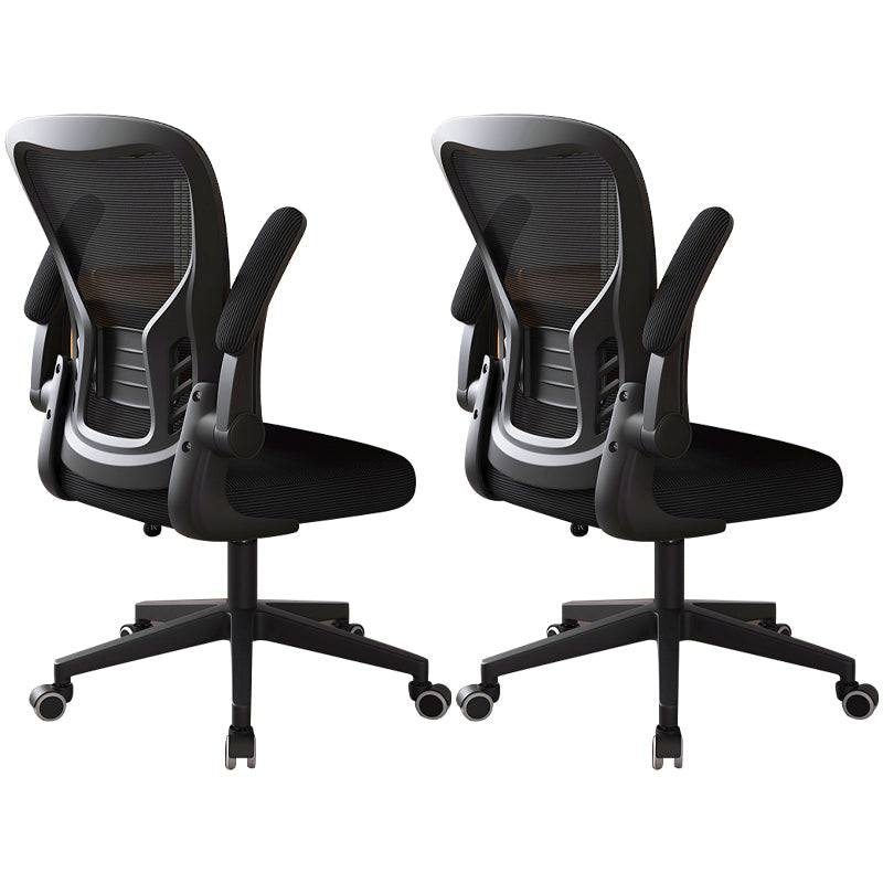 Modern Office Chair Adjustable Seat Height Swivel Chair with Breathable Back Black 2 Piece Set Without Headrest Clearhalo 'furn' 'furn_office_chair' 'Furniture' 'Office Chairs' 'Office Furniture' 'office_chair' 6913602