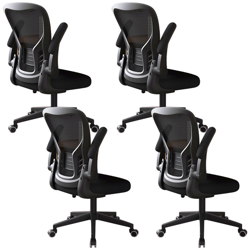 Modern Office Chair Adjustable Seat Height Swivel Chair with Breathable Back Black 4 Piece Set Without Headrest Clearhalo 'furn' 'furn_office_chair' 'Furniture' 'Office Chairs' 'Office Furniture' 'office_chair' 6913603