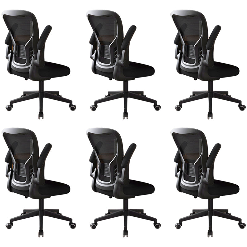 Modern Office Chair Adjustable Seat Height Swivel Chair with Breathable Back Black 6 Piece Set Without Headrest Clearhalo 'furn' 'furn_office_chair' 'Furniture' 'Office Chairs' 'Office Furniture' 'office_chair' 6913606