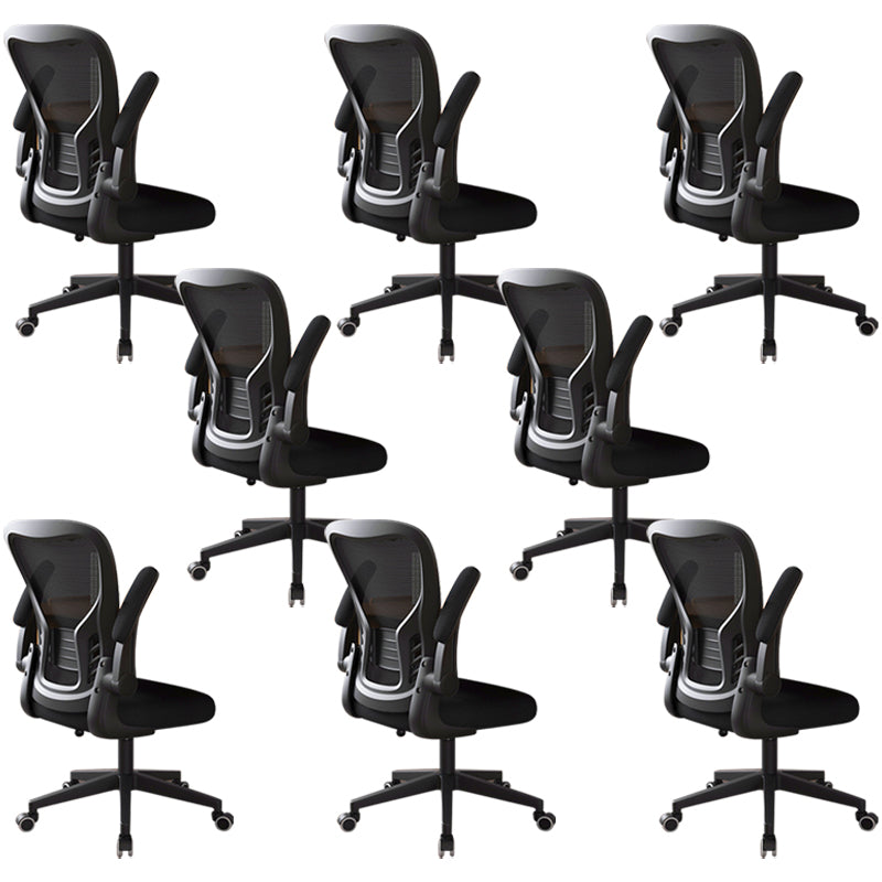 Modern Office Chair Adjustable Seat Height Swivel Chair with Breathable Back Black 8 Piece Set Without Headrest Clearhalo 'furn' 'furn_office_chair' 'Furniture' 'Office Chairs' 'Office Furniture' 'office_chair' 6913608