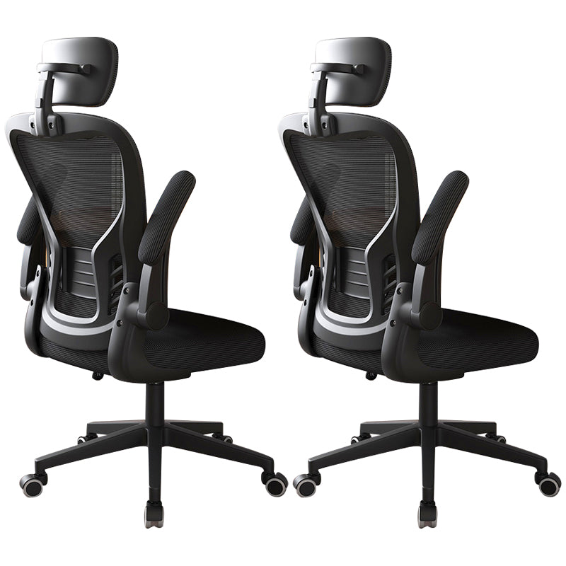 Modern Office Chair Adjustable Seat Height Swivel Chair with Breathable Back Black 2 Piece Set With Headrest Clearhalo 'furn' 'furn_office_chair' 'Furniture' 'Office Chairs' 'Office Furniture' 'office_chair' 6913612