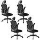 Modern Office Chair Adjustable Seat Height Swivel Chair with Breathable Back Black 4 Piece Set With Headrest Clearhalo 'furn' 'furn_office_chair' 'Furniture' 'Office Chairs' 'Office Furniture' 'office_chair' 6913614