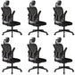 Modern Office Chair Adjustable Seat Height Swivel Chair with Breathable Back Black 6 Piece Set With Headrest Clearhalo 'furn' 'furn_office_chair' 'Furniture' 'Office Chairs' 'Office Furniture' 'office_chair' 6913615