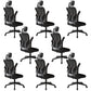 Modern Office Chair Adjustable Seat Height Swivel Chair with Breathable Back Black 8 Piece Set With Headrest Clearhalo 'furn' 'furn_office_chair' 'Furniture' 'Office Chairs' 'Office Furniture' 'office_chair' 6913617