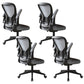 Modern Office Chair Adjustable Seat Height Swivel Chair with Breathable Back Black-Gray 4 Piece Set Without Headrest Clearhalo 'furn' 'furn_office_chair' 'Furniture' 'Office Chairs' 'Office Furniture' 'office_chair' 6913620