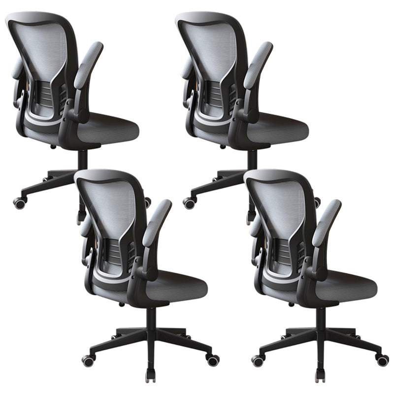 Modern Office Chair Adjustable Seat Height Swivel Chair with Breathable Back Black-Gray 4 Piece Set Without Headrest Clearhalo 'furn' 'furn_office_chair' 'Furniture' 'Office Chairs' 'Office Furniture' 'office_chair' 6913620
