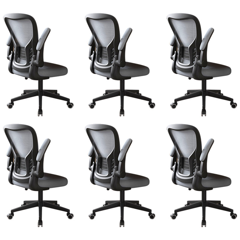 Modern Office Chair Adjustable Seat Height Swivel Chair with Breathable Back Black-Gray 6 Piece Set Without Headrest Clearhalo 'furn' 'furn_office_chair' 'Furniture' 'Office Chairs' 'Office Furniture' 'office_chair' 6913621