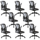 Modern Office Chair Adjustable Seat Height Swivel Chair with Breathable Back Black-Gray 8 Piece Set Without Headrest Clearhalo 'furn' 'furn_office_chair' 'Furniture' 'Office Chairs' 'Office Furniture' 'office_chair' 6913622