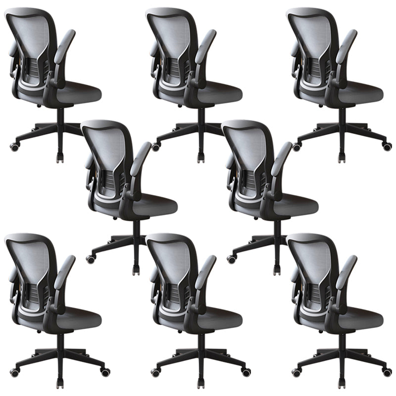 Modern Office Chair Adjustable Seat Height Swivel Chair with Breathable Back Black-Gray 8 Piece Set Without Headrest Clearhalo 'furn' 'furn_office_chair' 'Furniture' 'Office Chairs' 'Office Furniture' 'office_chair' 6913622
