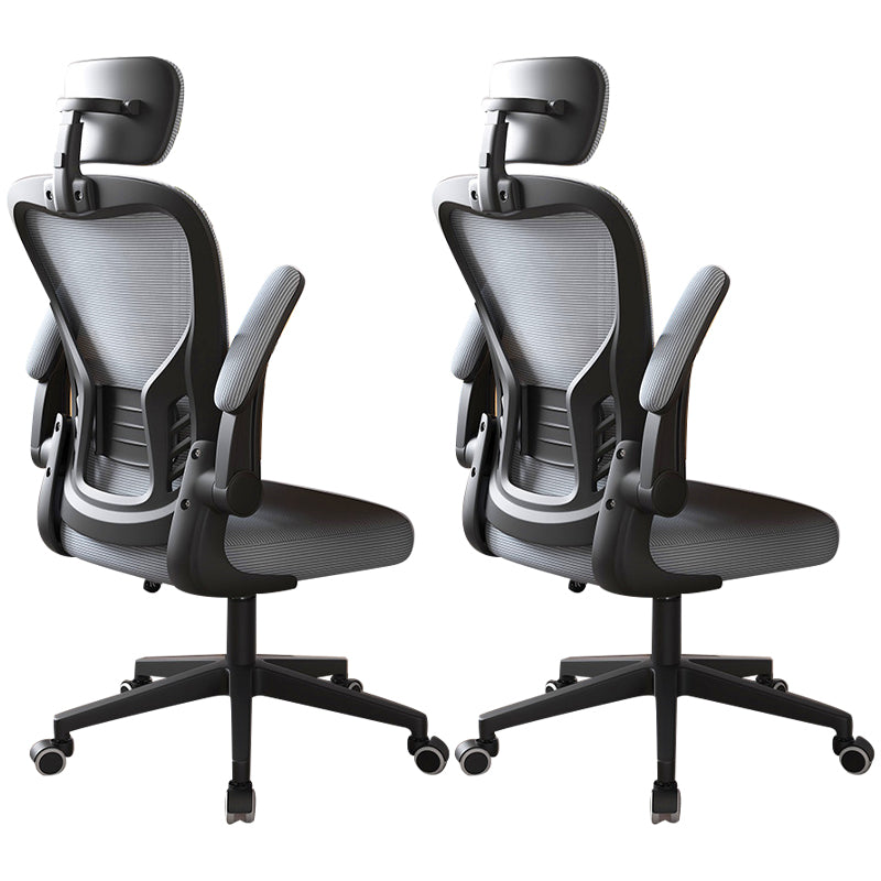 Modern Office Chair Adjustable Seat Height Swivel Chair with Breathable Back Black-Gray 2 Piece Set With Headrest Clearhalo 'furn' 'furn_office_chair' 'Furniture' 'Office Chairs' 'Office Furniture' 'office_chair' 6913624
