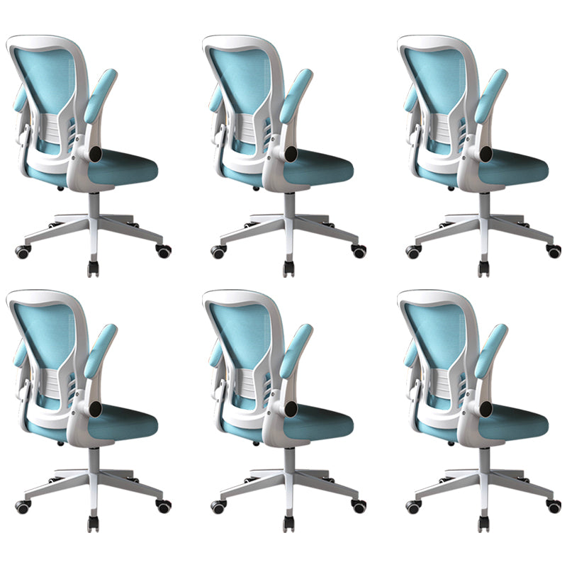 Modern Office Chair Adjustable Seat Height Swivel Chair with Breathable Back White-Blue 6 Piece Set Without Headrest Clearhalo 'furn' 'furn_office_chair' 'Furniture' 'Office Chairs' 'Office Furniture' 'office_chair' 6913631