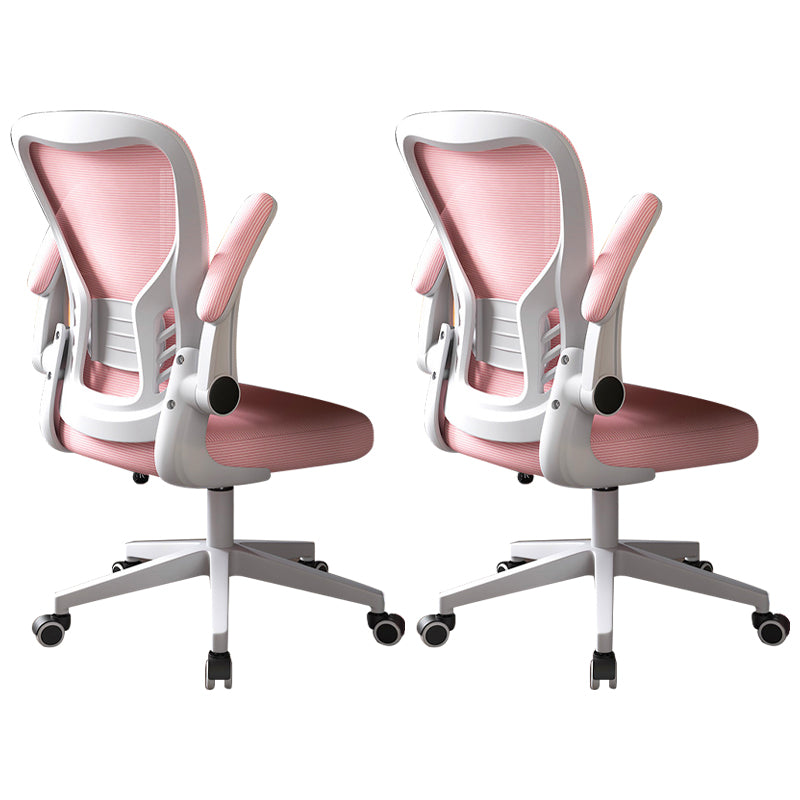 Modern Office Chair Adjustable Seat Height Swivel Chair with Breathable Back White-Pink 2 Piece Set Without Headrest Clearhalo 'furn' 'furn_office_chair' 'Furniture' 'Office Chairs' 'Office Furniture' 'office_chair' 6913639