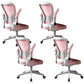 Modern Office Chair Adjustable Seat Height Swivel Chair with Breathable Back White-Pink 4 Piece Set Without Headrest Clearhalo 'furn' 'furn_office_chair' 'Furniture' 'Office Chairs' 'Office Furniture' 'office_chair' 6913640