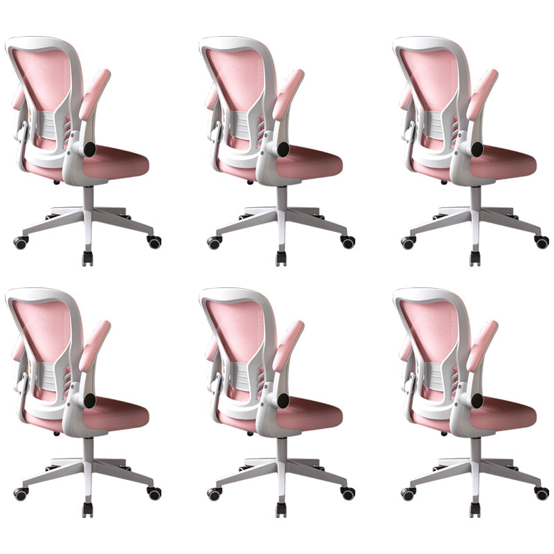 Modern Office Chair Adjustable Seat Height Swivel Chair with Breathable Back White-Pink 6 Piece Set Without Headrest Clearhalo 'furn' 'furn_office_chair' 'Furniture' 'Office Chairs' 'Office Furniture' 'office_chair' 6913641