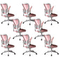Modern Office Chair Adjustable Seat Height Swivel Chair with Breathable Back White-Pink 8 Piece Set Without Headrest Clearhalo 'furn' 'furn_office_chair' 'Furniture' 'Office Chairs' 'Office Furniture' 'office_chair' 6913642