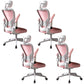 Modern Office Chair Adjustable Seat Height Swivel Chair with Breathable Back White-Pink 4 Piece Set With Headrest Clearhalo 'furn' 'furn_office_chair' 'Furniture' 'Office Chairs' 'Office Furniture' 'office_chair' 6913645