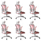 Modern Office Chair Adjustable Seat Height Swivel Chair with Breathable Back White-Pink 6 Piece Set With Headrest Clearhalo 'furn' 'furn_office_chair' 'Furniture' 'Office Chairs' 'Office Furniture' 'office_chair' 6913646