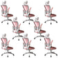 Modern Office Chair Adjustable Seat Height Swivel Chair with Breathable Back White-Pink 8 Piece Set With Headrest Clearhalo 'furn' 'furn_office_chair' 'Furniture' 'Office Chairs' 'Office Furniture' 'office_chair' 6913647