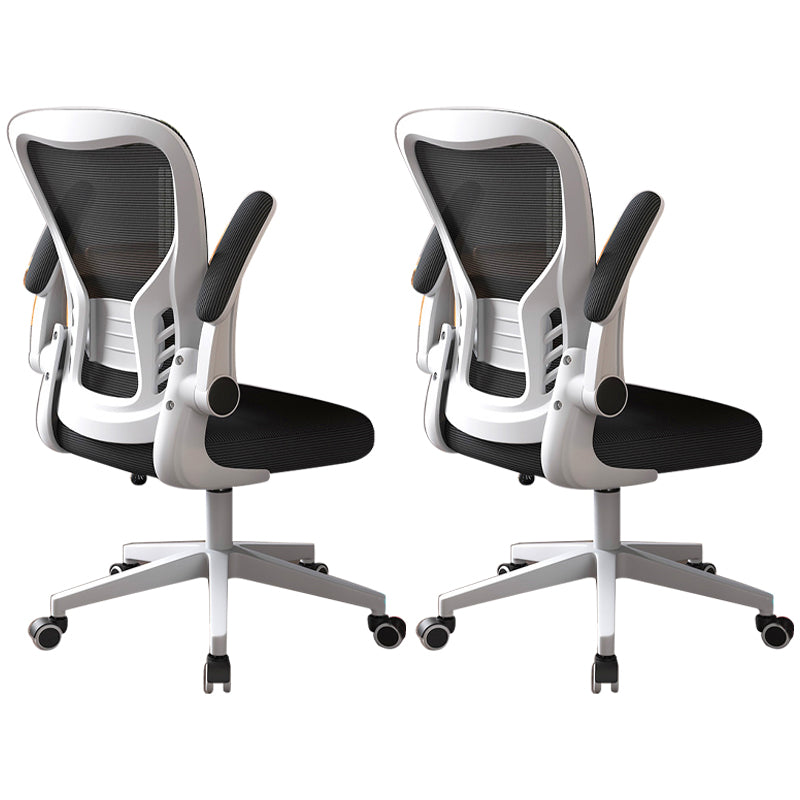 Modern Office Chair Adjustable Seat Height Swivel Chair with Breathable Back White-Black 2 Piece Set Without Headrest Clearhalo 'furn' 'furn_office_chair' 'Furniture' 'Office Chairs' 'Office Furniture' 'office_chair' 6913649
