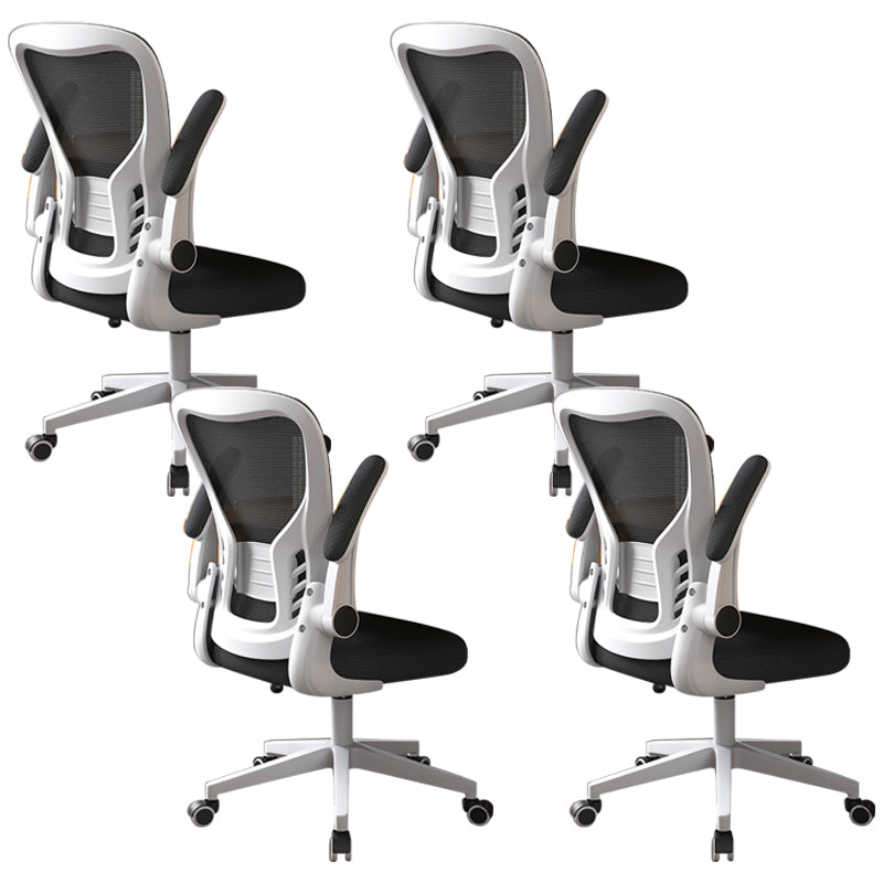 Modern Office Chair Adjustable Seat Height Swivel Chair with Breathable Back White-Black 4 Piece Set Without Headrest Clearhalo 'furn' 'furn_office_chair' 'Furniture' 'Office Chairs' 'Office Furniture' 'office_chair' 6913650
