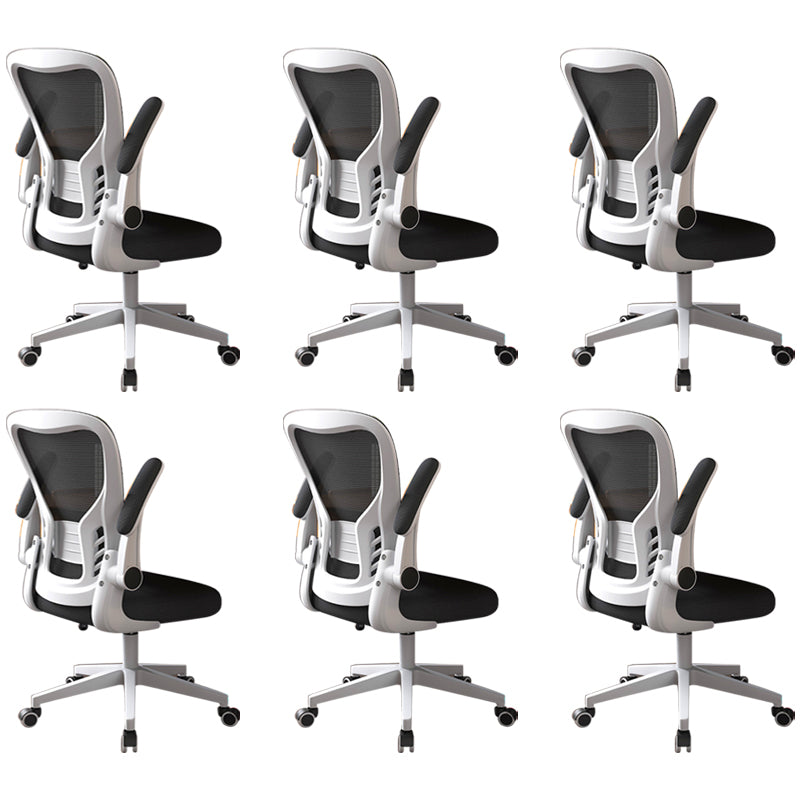 Modern Office Chair Adjustable Seat Height Swivel Chair with Breathable Back White-Black 6 Piece Set Without Headrest Clearhalo 'furn' 'furn_office_chair' 'Furniture' 'Office Chairs' 'Office Furniture' 'office_chair' 6913651