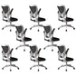 Modern Office Chair Adjustable Seat Height Swivel Chair with Breathable Back White-Black 8 Piece Set Without Headrest Clearhalo 'furn' 'furn_office_chair' 'Furniture' 'Office Chairs' 'Office Furniture' 'office_chair' 6913652