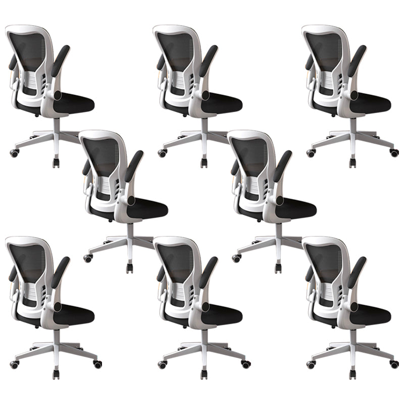 Modern Office Chair Adjustable Seat Height Swivel Chair with Breathable Back White-Black 8 Piece Set Without Headrest Clearhalo 'furn' 'furn_office_chair' 'Furniture' 'Office Chairs' 'Office Furniture' 'office_chair' 6913652