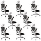 Modern Office Chair Adjustable Seat Height Swivel Chair with Breathable Back White-Black 8 Piece Set With Headrest Clearhalo 'furn' 'furn_office_chair' 'Furniture' 'Office Chairs' 'Office Furniture' 'office_chair' 6913657