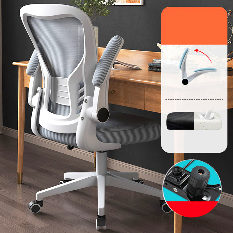 Modern Office Chair Adjustable Seat Height Swivel Chair with Breathable Back White-Gray 1 Piece Without Headrest Clearhalo 'furn' 'furn_office_chair' 'Furniture' 'Office Chairs' 'Office Furniture' 'office_chair' 6913658