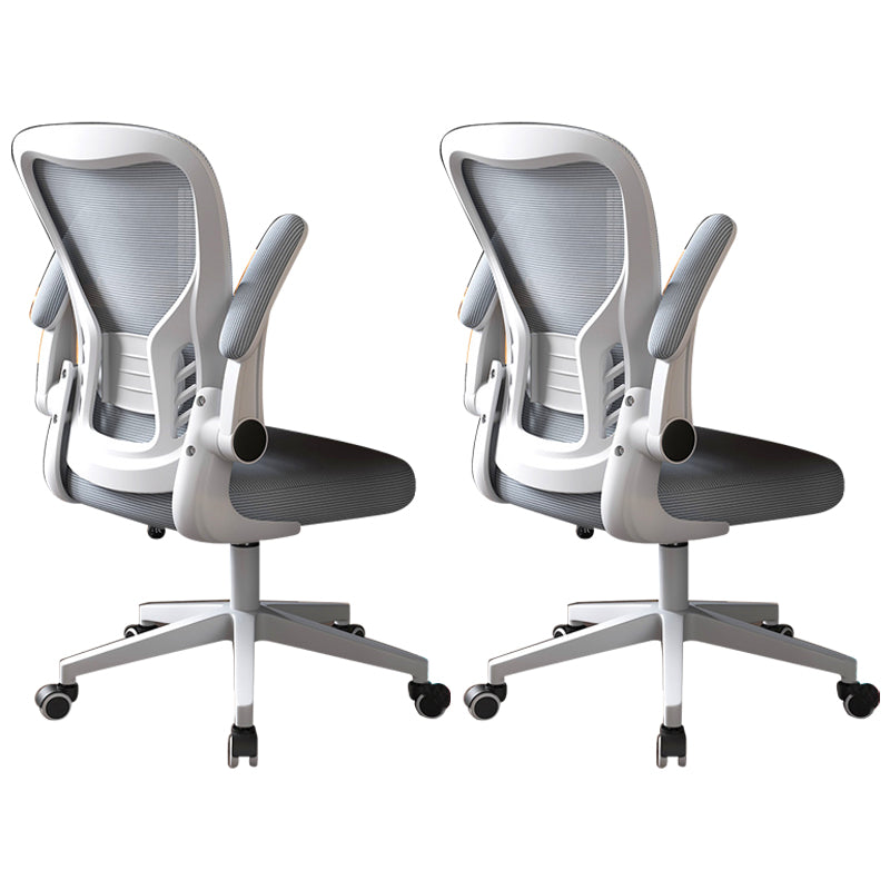 Modern Office Chair Adjustable Seat Height Swivel Chair with Breathable Back White-Gray 2 Piece Set Without Headrest Clearhalo 'furn' 'furn_office_chair' 'Furniture' 'Office Chairs' 'Office Furniture' 'office_chair' 6913659