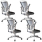 Modern Office Chair Adjustable Seat Height Swivel Chair with Breathable Back White-Gray 4 Piece Set Without Headrest Clearhalo 'furn' 'furn_office_chair' 'Furniture' 'Office Chairs' 'Office Furniture' 'office_chair' 6913660